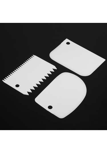 Yaleker 3'lü Pasta Krem Kalıp Seti - Yiyecek Grubu Pp Malzeme, Düz Ve Dişli Tasarım, Kolay Temizleme Ve Saklama Diğer