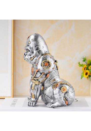 Suntek Mekanik Goril Heykeli Masa Üstü Süsleme I El 13,2cmx19cmx13,7cm