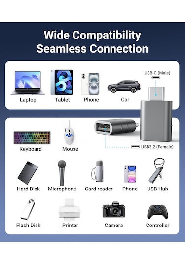 Usb-c To Usb 3.0 Adaptör 2 Li Set Kompakt Uzay Grisi Dönüştürücü Pratik Seti