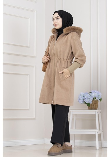 Beli İçten Tünelli Kapüşonlu Kap-camel-5556 Camel