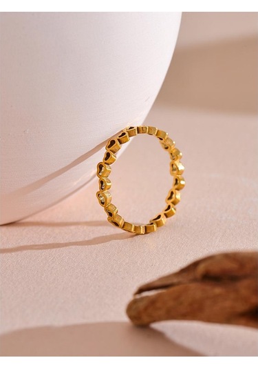 Eetit Minimalist Paslanmaz Çelik Kalp Aşk Hollow Ince Yüzük Kadınlar İçin Altın Renk Su Geçirmez Romantik Moda Günlük Takı Hediye 8