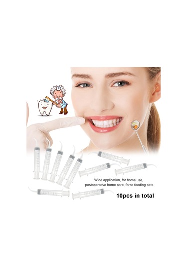 Moveevo Diş Temizleme Şırınga Seti - 10 Adet Plastik Ağız Bakım Ucu İle Profesyonel Diş Beyazlatma