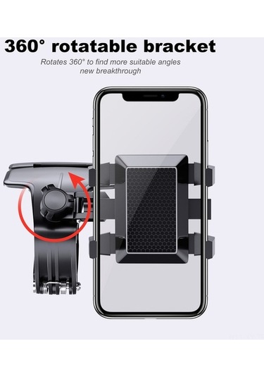 Besthome1 360 Derecelik Araç İçi Telefon Tutucu: Navigasyon İçin Baş Eğmeden, Tek Elle Kullanılabilir, Sabit Tutuş, Gizlenebili Siyah