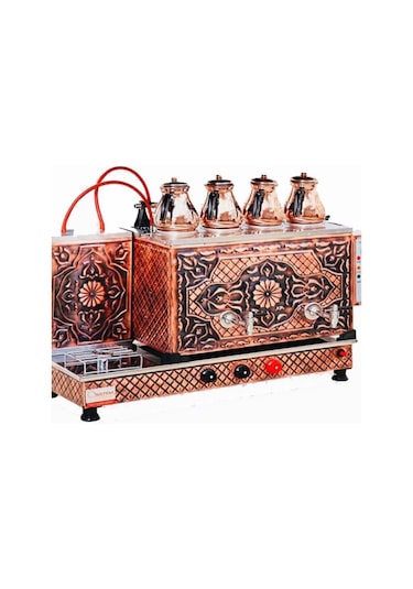 Sistem Çay Ocağı 4 Demlikli Tam Otomatik Bakır, Elektrikli, LPG ve NG Uyumlu