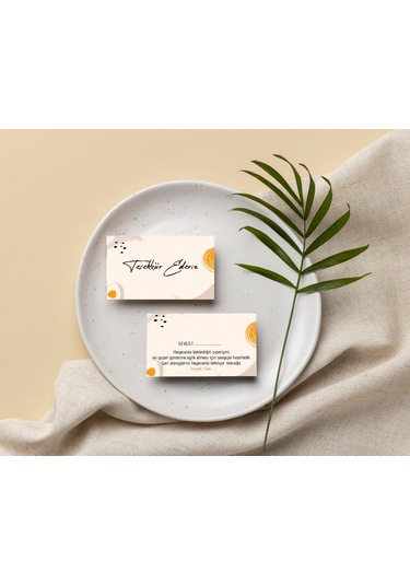 Çift Yön Teşekkür Kartı Cart Çiçek Desenli