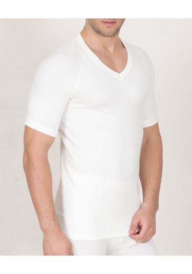 Termal İçlik V Yaka Fanila T-164b Beyaz - Krem