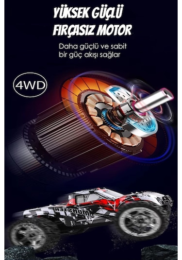 70km Hız Yapan Rc Araba Fırçasız Motor Metal Alaşım 2.4ghz Uzaktan Kumandalı Araba Rc Araç Karışık