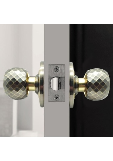 Pazly Yeşil Kapı Tokmağı Alüminyum Alaşımlı Ağır Hizmet Bilyalı Kilit Ayna Kaplaması, Yatak Odası Banyosu İçin 3 Anahtarlı