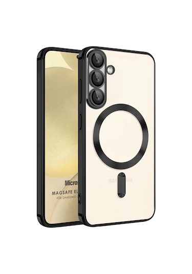 Microsonic Samsung Galaxy Uyumlu A37 Kılıf Magsafe Luxury Electroplate Siyah -