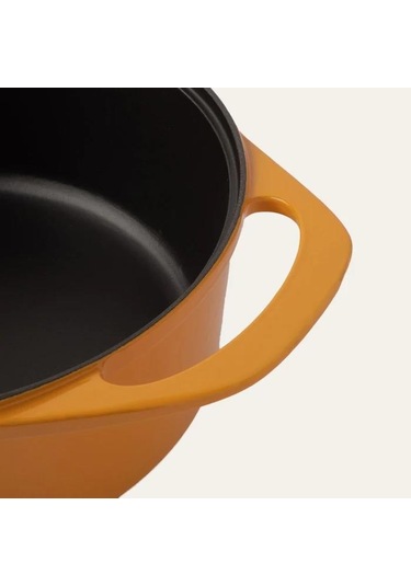Sürel Potart 28 Cm Yuvarlak Döküm Tencere Parlak Sarı