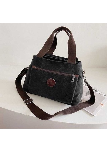 Ganzhoushop Tuval Omuz Kapasiteli Kadınlar Kadınlar İçin İçin Günlük Çapraz Çantaları Çantalar Çanta Büyük Black Ch Siyah