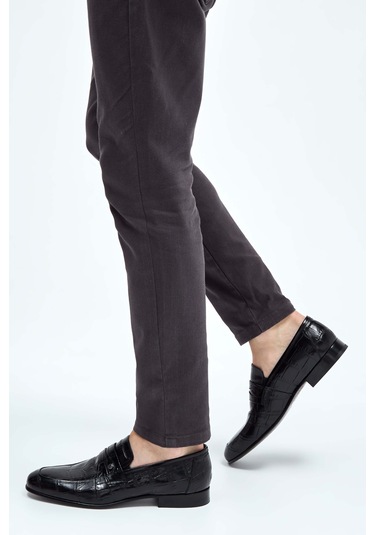 Tamer Tanca Erkek Hakiki Deri Siyah Kroko Makosen Ayakkabı 183 26201 Erk Ayk Y23 Sıyah Kroko Siyah