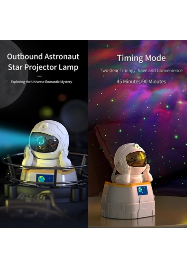 Springsun Uzaylı Projeksiyon Lambası - Kumandalı Gökyüzü Yıldız Efekti, Zamanlayıcı Fonksiyonlu, Odalar İçin Dinlenme Ambiyans Aydınlatması, Hediye Kolay Kurulum - Beyaz Bluetoothsuz