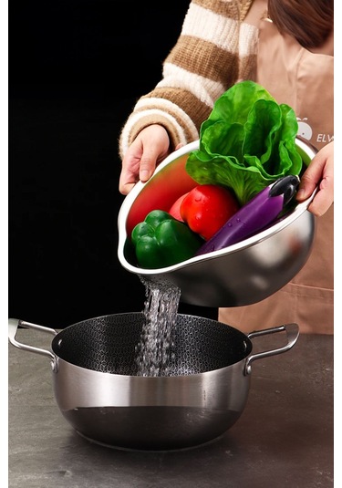 Çok Amaçlı Pirinç Meyve Makarna Sebze Süzgeci Paslanmaz Çelik Süzgeç Gümüş Gümüş