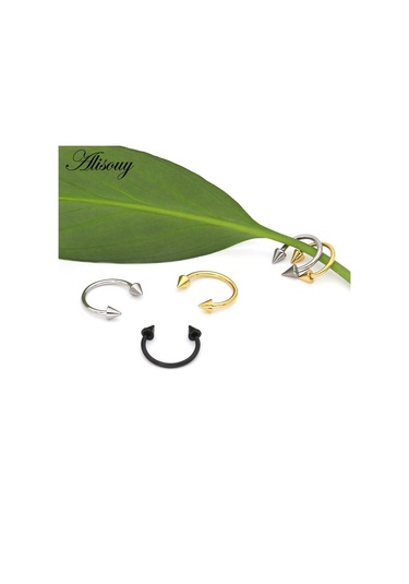 Altın 1 Adet Renkli Paslanmaz Çelik At Nalı Spike Burun Septum Yüzükler Kaş Tragus Küpeler Vücut Pirsing Nariz Takı Piercing 10mm