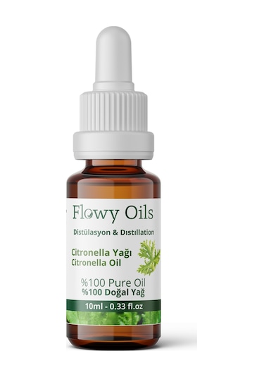 Flowy Oils Citronella Yağı %100 Doğal Bitkisel Uçucu Yağ 10 ML