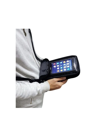 Motosiklet Kurye Pos Cihazı Taşıma Çantası Telefon Kılıflı Su Geç Siyah