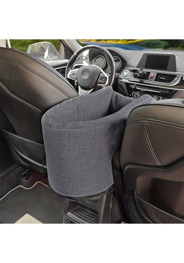 Geeksen Köpek Ve Kediler İçin Taşınabilir Konsol Araç Koltuğu, Çıkarılabilir Kol Dayanağı, Yumuşak Yastık Ve Emniyet Kemeri