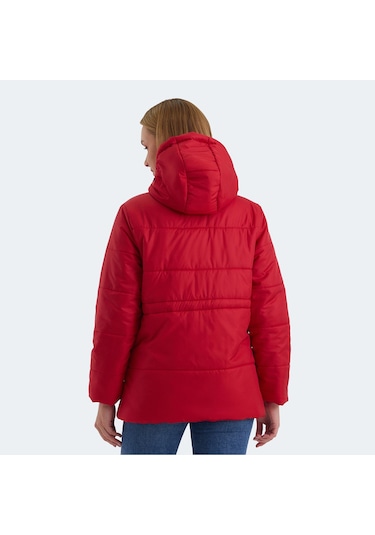 Slazenger CALLU Kadın Kapüşonlu Şişme Kırmızı Mont & Kaban