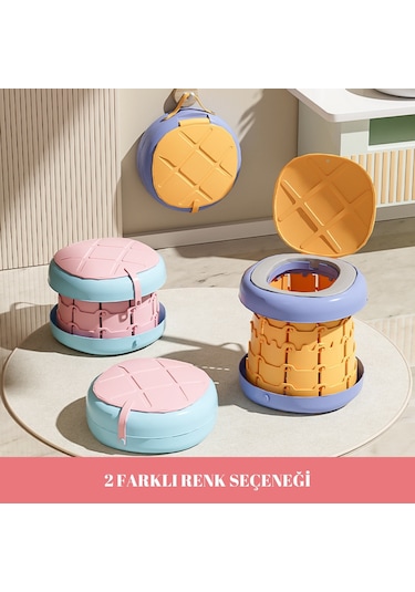 Tuvalet Eğitici Katlanabilir Taşınabilir Çocuk Lazımlık Portatif Seyahat Bebek Tuvaleti Sarı