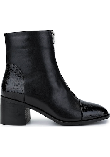 Tamer Tanca Kadın Hakiki Deri Siyah Topuklu Bot 1081 555 Bn Bot Sk24-25 Syh Dr/ptk Bsk Siyah Deri