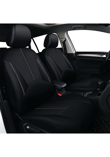 Yaozixa Bej-siyah Deri Oto Koltuk Kılıfı 4'lü Set - Havalandırmalı, Toz Koruyucu, Pvc Deri Ve Kompozit Sünger