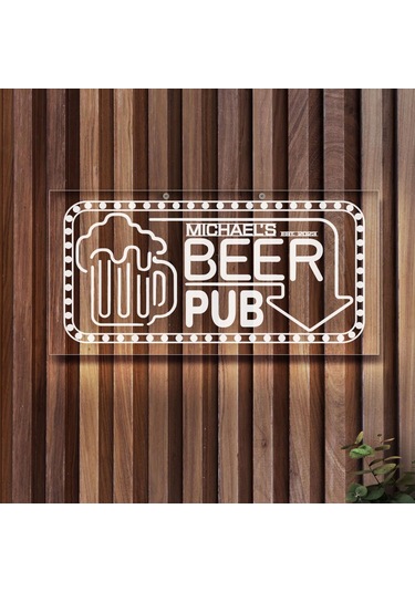 Bk Gift Kişiye Özel İsimli Akrilik Bar Tabelası 38x19cm -20, Home Bar Tabela, Duvar Dekoru Kobitmeyen138107 Bk Gift