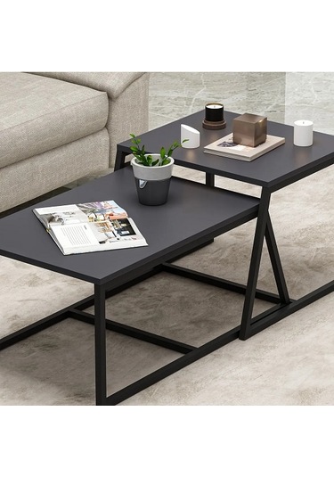 Orta Sehpa Max Metal Ayak Antrasit 2'li