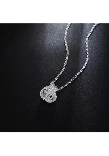 925ayar Gümüş Örgü Top Kolye