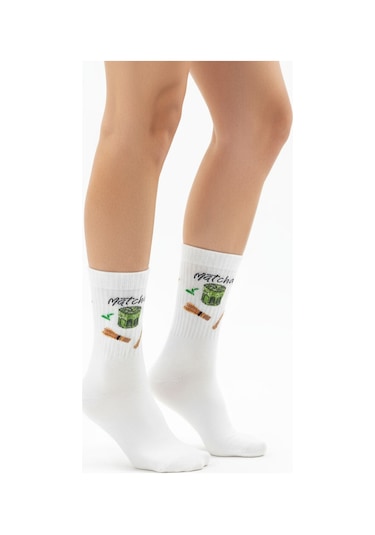 Gost Liria -macha Socks Desenli Unisex Ekru Soket Çorap Ekru