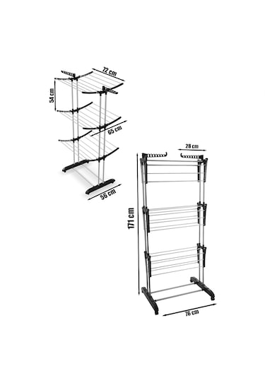 Perilla Flyby 3 Katlı Katlanabilir Alüminyum Çamaşır Kurutmalık Beyaz