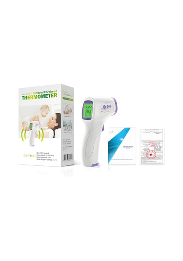 Alın Termometresi Lcd Ekran Ateş Alarmlı Dijital Termometre Gümüş