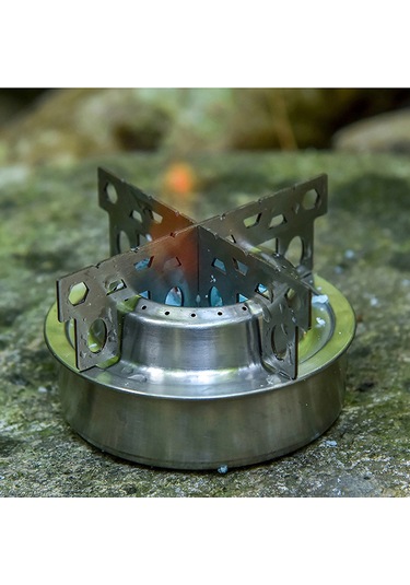 Ximistore9 Lıxada Çelik Alkollü Çadır Ocağı + Tahta, Kamp/hiking İçin Mini Isıtıcı, 80x40mm, 79g Ocak + 34g Tahta Gümüş