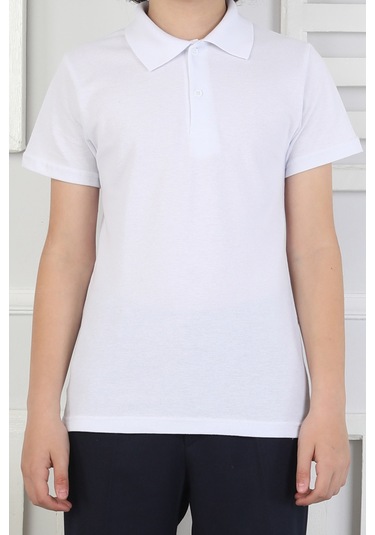 2'li T-shirt Kız Çocuk %100 Pamuk Okul Tarz 5-13 Yaş 12278 Beyaz