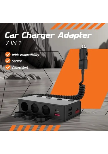 Xuweiwei Tr-55d 7si 1 Arada Araç Fiş Bölücü 180w Araç Şarj Cihazı Çift Pd Qc3 0 Hızlı Şarj 12v 24v İphone Uyumlu 16 15 14 Kamyon Kamp Tüm Cihazlar