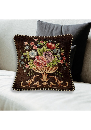 Suntek 48x48cm Makinede Yıkanabilir Dekoratif Yastık Kahve Kahve