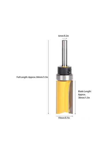 Symbee Karbon Çelik Ahşap Kesici, T Tipi Dik Kenar Tırpanlama Aracı, 6mm Saplı, 19mm Kesit, Dolgu Freze - Wardrobe Kapısı Düzelme Ve Tırpanlama İçin