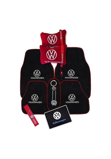 Volkswagen Nakışlı Araç Oto Halı Paspas Volkswagen Kırmızı Polar Oto Yastık & Araç Aksesuar