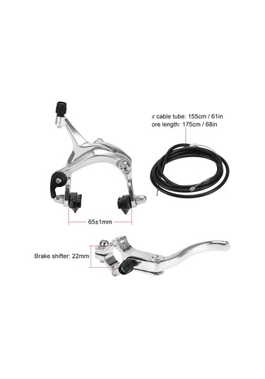 Geeksen Ön/arka Seçenekli Fren Seti - 22mm Tutacak, 21/61in Kablo, Siyah/gümüş, Sabit/yol Bisikleti Uyumlu Gümüş