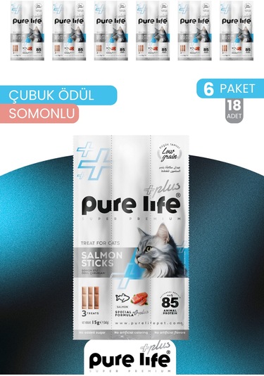 Purelife Plus Stick Somonlu Kedi Ödül Çubukları 6 x 15 G