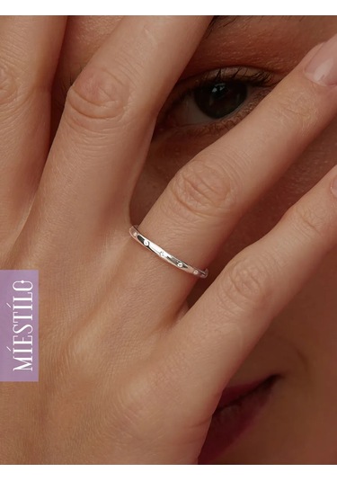 Miestilo 925 Ayar Gümüş, İnce Taşlı Takı Yüzüğü 162598067 Beyaz