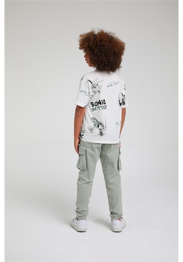Escabel Erkek Çocuk Dinazor Desenli Pamuklu Tshirt-12846-yeşil Yeşil