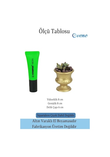 Kaktüs Saksısı Dekoratif Saksı Model 14 - Altın