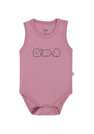 Civil Baby Kedi Empirmeli 3 Lü 0-36 Ay Çıtçıtlı Badi - Beyaz