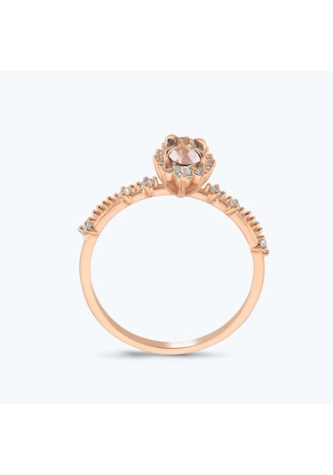 Altınbaş Pırlanta Morganite Taşlı Oval Yüzük Pnf004pmrg-14k