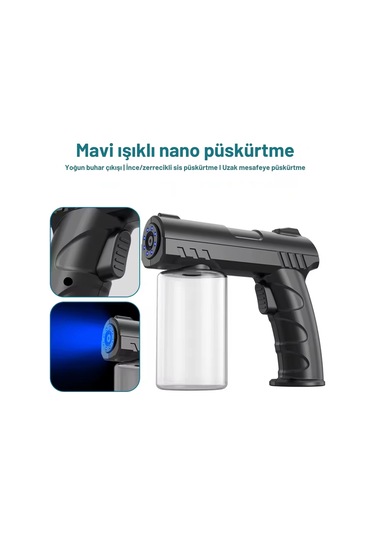 Shopytech 280 Ml Nano Mavi Işıklı Şarjlı Sprey Tabancası Kablosuz Atomizer İnce Sis & 1 1.5 M Menz