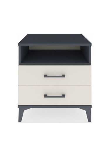 Hyperion Komodin Tek Raflı 2 Çekmeceli 60x44x64 Antrasit-aytaşı Antrasit