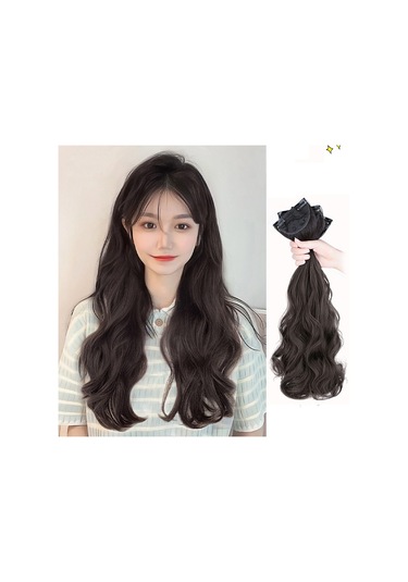 Kadınlar İçin Peruk Peruk Seti Uzun Üç Parçalı Büyük Dalgalı Net Kırmızı Yapay Saç Saç Uzatma Uzun Kıvırcık Saç Uzun Düz Saç Saç Uzatma