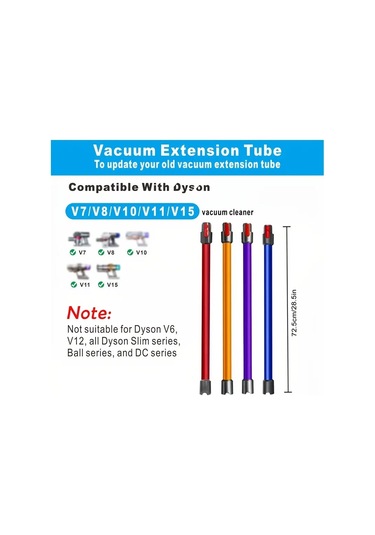 V7 V8 V10 İle Uyumlu Uzatma Borusu Kırmızı 73cm