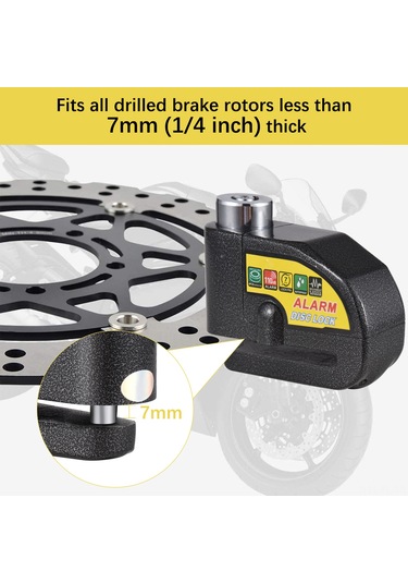 Lemestar 110db Alarmlı Disk Fren Kilidi - Motosiklet Bisiklet Hırsızlık Önleme, Su Geçirmez, 2 Anahtarlı